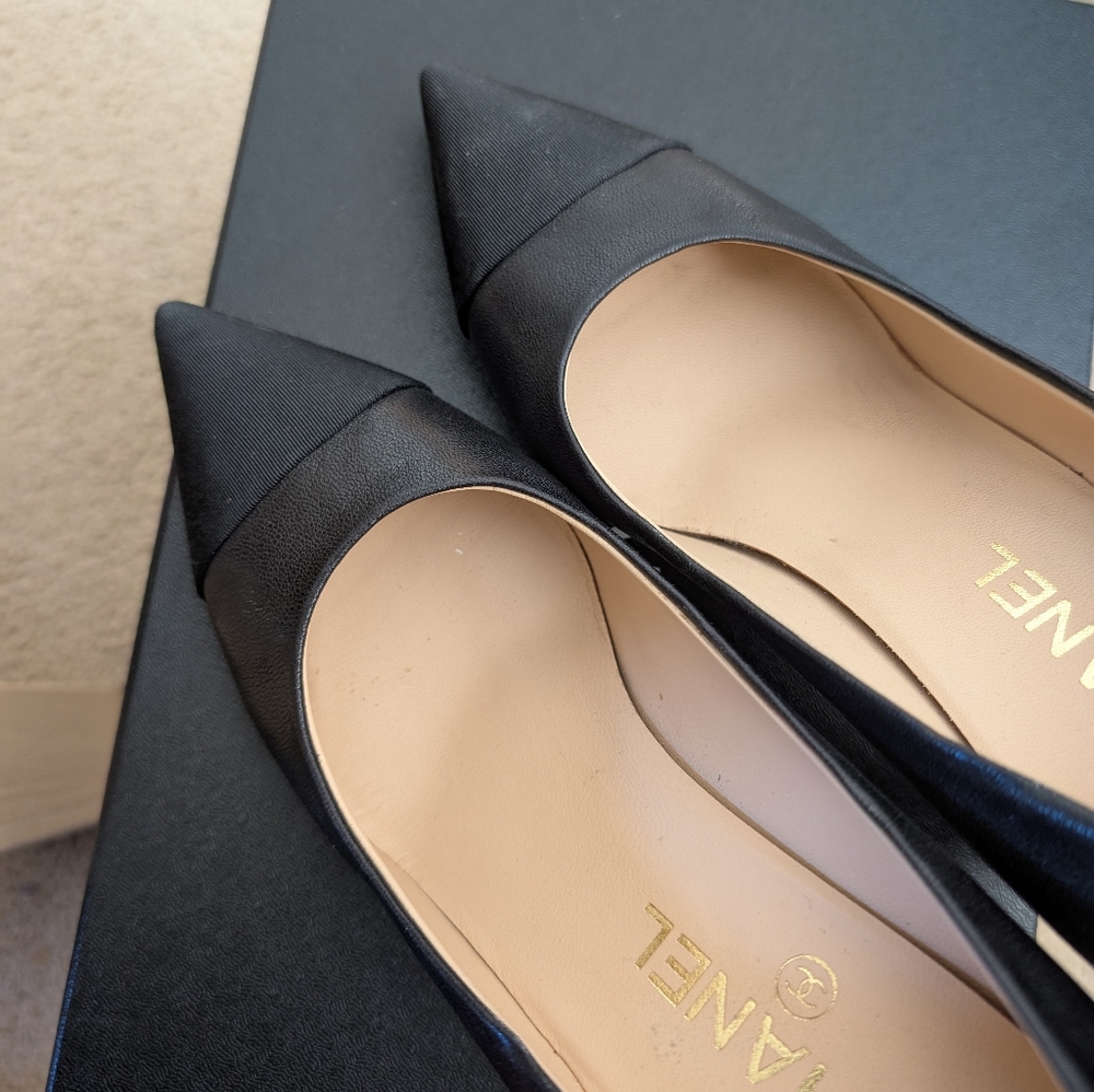 EUC 2019 Black Chanel Block Heels Size FR38